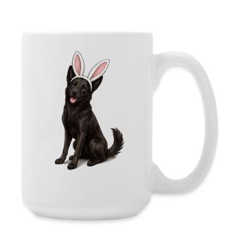 Schwarzer Hund mit Hasenohren - Große Tasse 440 ml - Weiß - Rechts