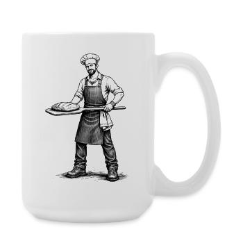 Baker Vintage Illustration Black and White - Large Mug 440 ml - white - Right