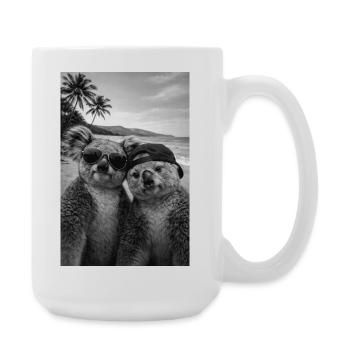 Koalas on the beach: sunglasses duo - Large Mug 440 ml - white - Right