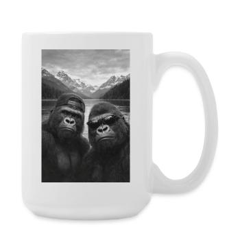 Gorilla Duo Mountain Lake - Large Mug 440 ml - white - Right