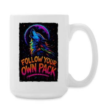 Alpha Wolf Multicolor Design Follow Your Own Pack - Large Mug 440 ml - white - Right