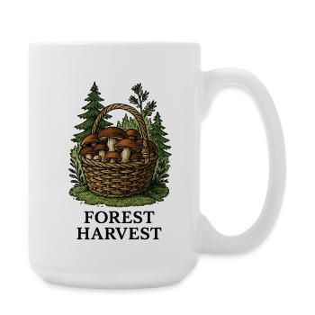 Waldpilzkorb Ernte im Wald - Große Tasse 440 ml - Weiß - Rechts