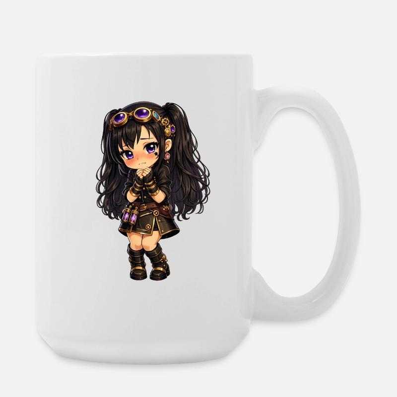 Steampunk chibi Luna with Purple Sparkle - Large Mug 440 ml - white