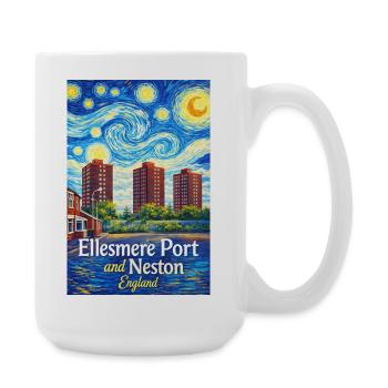 Ellesmere Port & Neston England Skyline - Große Tasse 440 ml - Weiß - Rechts