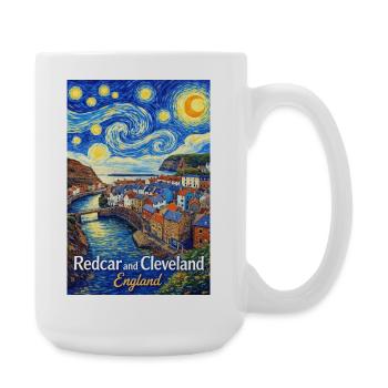Redcar und Cleveland England Küstenmalerei - Große Tasse 440 ml - Weiß - Rechts