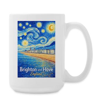 Brighton And Hove England Beach Starry Wave - Large Mug 440 ml - white - Right