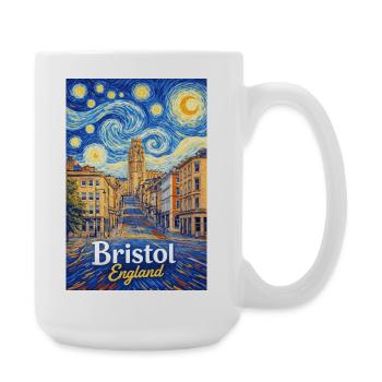 Bristol England Starry Night Cityscape - Large Mug 440 ml - white - Right