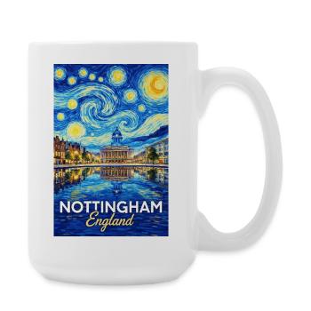 Nottingham England Night Star Panorama - Large Mug 440 ml - white - Right