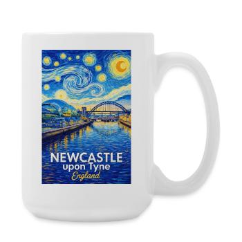 Newcastle Tyne Sternenhimmel Kunstwerk - Große Tasse 440 ml - Weiß - Rechts