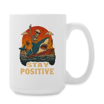 Restez positif Requin squelette des surfs - Grande tasse 440 ml - blanc - Droite