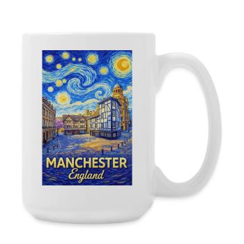 Manchester England Cloud Swirl Skyline - Large Mug 440 ml - white - Right