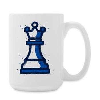 Reine Échecs Style Graffiti Bleu Blanc Vintage - Grande tasse 440 ml - blanc - Droite