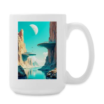 Die Menschheit findet endlich ihr neues Zuhause im Weltraum - Große Tasse 440 ml - Weiß - Rechts