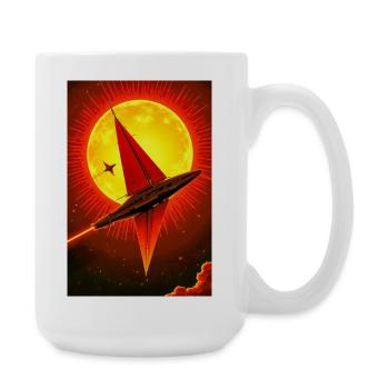 Retro futuristische Weltraumlandschaften, Ästhetik der 1960er Jahre - Große Tasse 440 ml - Weiß - Rechts