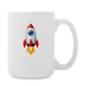 Cheerful Rocket Retro Design - Large Mug 440 ml - white - Right