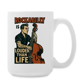 Rockabilly Kontrabass: 50s Musiker & Tattoo Art - Große Tasse 440 ml - Weiß - Rechts