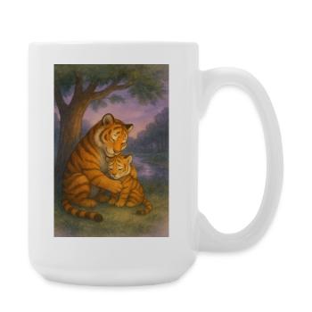 Tigerliebe im Abendlicht - Große Tasse 440 ml - Weiß - Rechts