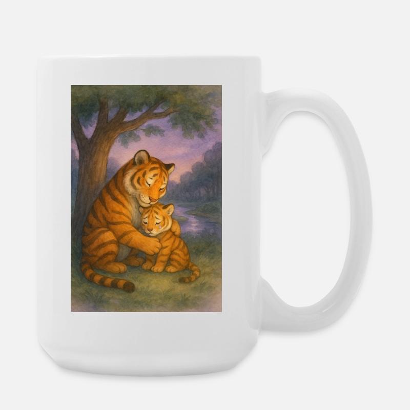 Tigerliebe im Abendlicht - Große Tasse 440 ml - Weiß