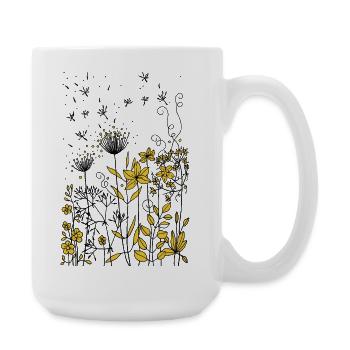 Blumen - Große Tasse 440 ml - Weiß - Rechts