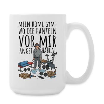 Schwitzendes Fitness-Comic-Design - Große Tasse 440 ml - Weiß - Rechts