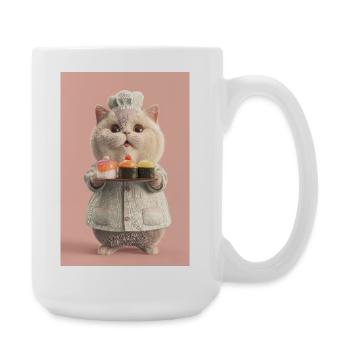 Chat Sushi Pastel Chef - Grande tasse 440 ml - blanc - Droite