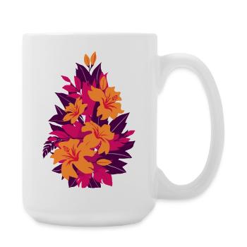 Fleurs de feu néon en hibiscus - Grande tasse 440 ml - blanc - Droite