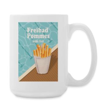 Freibad Pommes beste Zeit Retro Sommer - Große Tasse 440 ml - Weiß - Rechts