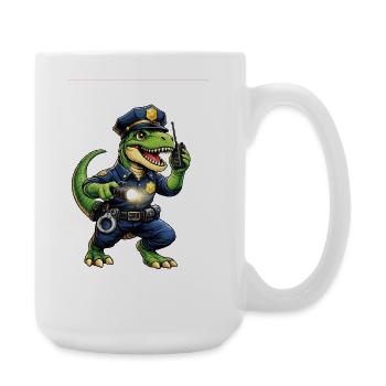 Dino als Polizist - Große Tasse 440 ml - Weiß - Rechts