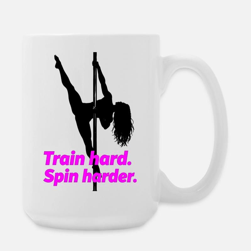 Pole Dance Silhouette – Train Hard Spin Harder - Large Mug 440 ml - white