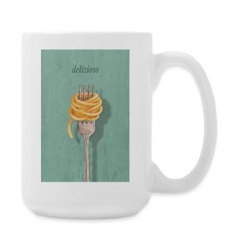 Delizioso Pasta Design italienische  Küche - Große Tasse 440 ml - Weiß - Rechts