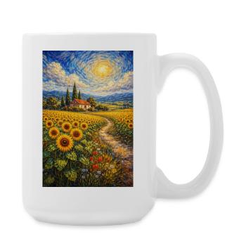Sonnenblumenweg im Goldfeld - Große Tasse 440 ml - Weiß - Rechts