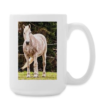 Apfelschimmel Pferd Porträt Poster - Große Tasse 440 ml - Weiß - Rechts