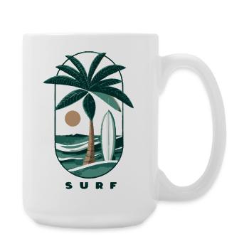 Surf Palm Tree and Beach - Large Mug 440 ml - white - Right