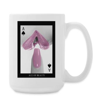 Ace of Beauty – Minimalist Lips Poker Design - Große Tasse 440 ml - Weiß - Rechts