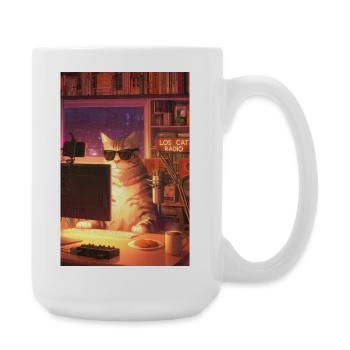 Cat Stream Neon Studio - Large Mug 440 ml - white - Right