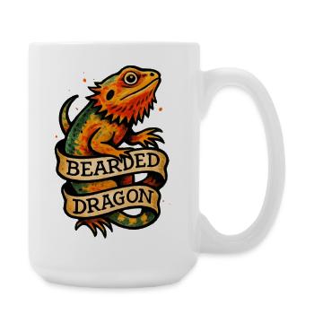 Bartagracho-Pogona mit Vintage-Banner - Große Tasse 440 ml - Weiß - Rechts