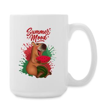 Smiling Capybara with Watermelon - Large Mug 440 ml - white - Right