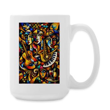 Kubistische Musikalische Farbcollage - Große Tasse 440 ml - Weiß - Rechts