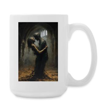 Love hug in the ruin - Large Mug 440 ml - white - Right