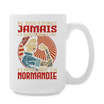 Femme née en Normandie humour fierté normande - Grande tasse 440 ml - blanc - Droite
