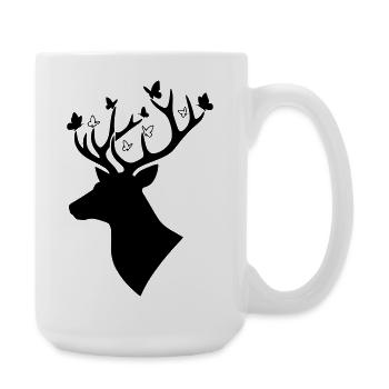Deer Butterfly Nature Logo - Large Mug 440 ml - white - Right