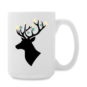 Deer Head Butterfly Multicolored - Large Mug 440 ml - white - Right