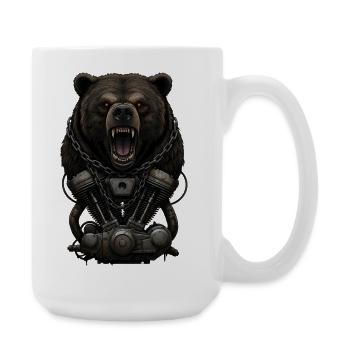 Motorrad Biker V-Twin Motor Skull Bär Wild Rocker - Große Tasse 440 ml - Weiß - Rechts