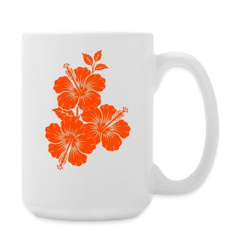 Orange Hibiscus Triple Flower Silhouette - Large Mug 440 ml - white - Right