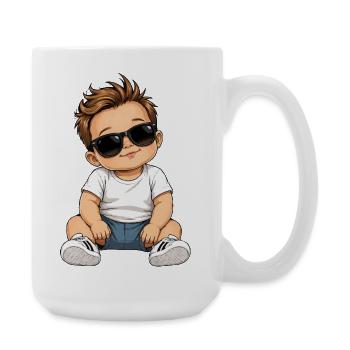Baby with sunglasses - Large Mug 440 ml - white - Right