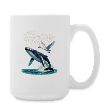 Espoir : Baleine et Saut du cygne, Espoir - Grande tasse 440 ml - blanc - Droite