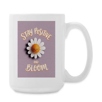 Bleib positiv, Bloom Daisy - Große Tasse 440 ml - Weiß - Rechts