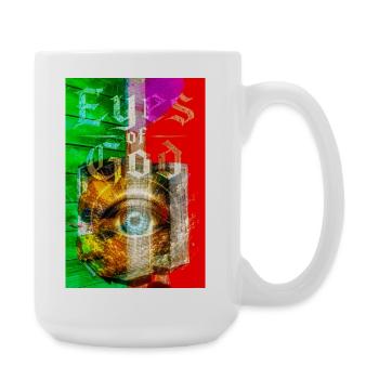 Neon Eye in Metal Circle - Large Mug 440 ml - white - Right