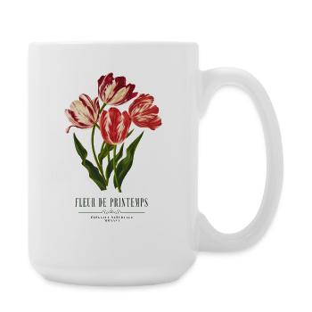 Vintage Red Tulips Botanical Floral Illustration  - Large Mug 440 ml - white - Right