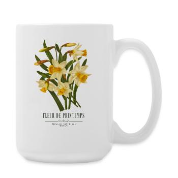 Vintage daffodil, narcissus Illustration - Large Mug 440 ml - white - Right